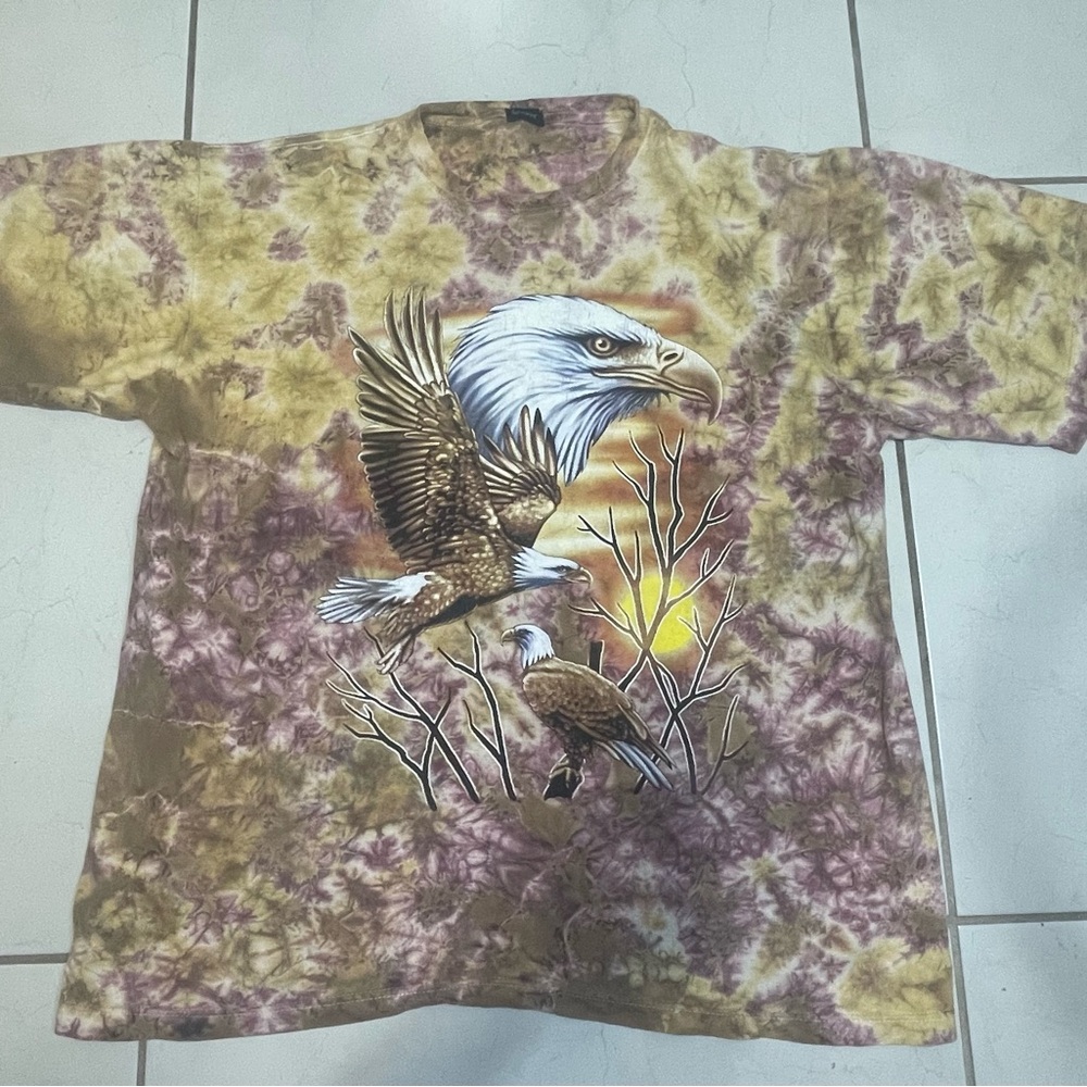 American Bald Eagles Vintage Nature Tie Dye T Shirt Mens Size XXL